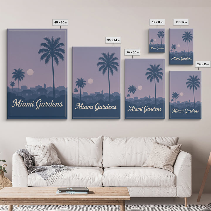 Miami Gardens Travel Poster, Canvas Print, Vintage Travel Poster Art, Miami Gardens Art Print, Living Room Wall Art, Travel Wall Art