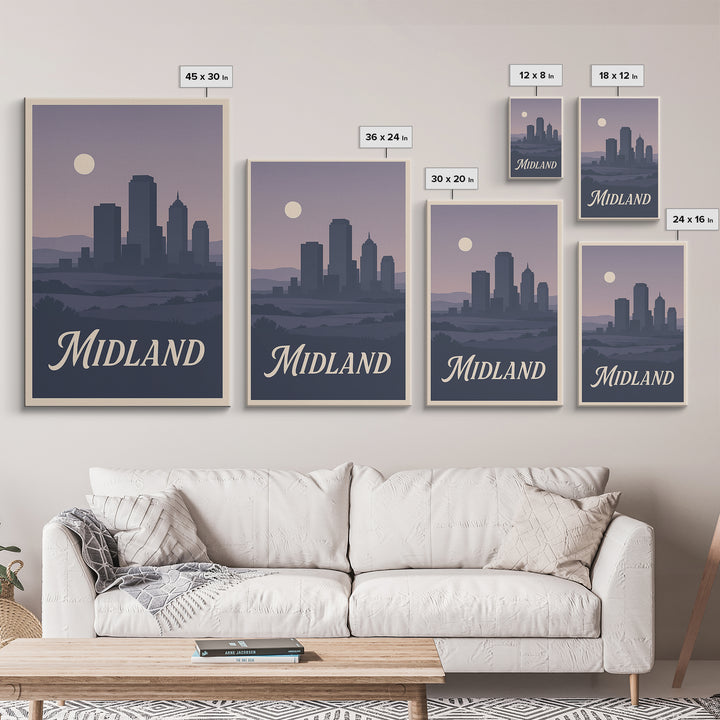 Midland Travel Poster, Canvas Print, Vintage Travel Poster Art, Midland Wall Art, Retro Travel Print, Travel Poster Art, Vintage City Art