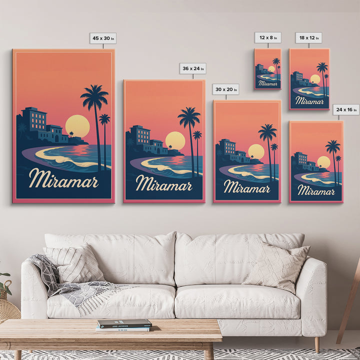 Miramar Florida Travel Poster, Canvas Print, Mid Century City Wall Art, Miramar City Art, Poster Art, Vintage City Poster, Travel Wall Art
