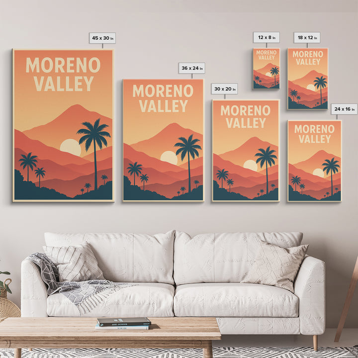 Moreno Valley Travel Poster, Canvas Print, Classic Travel Poster Art, Moreno Valley Travel Art, Vintage Travel Print, City Illustration