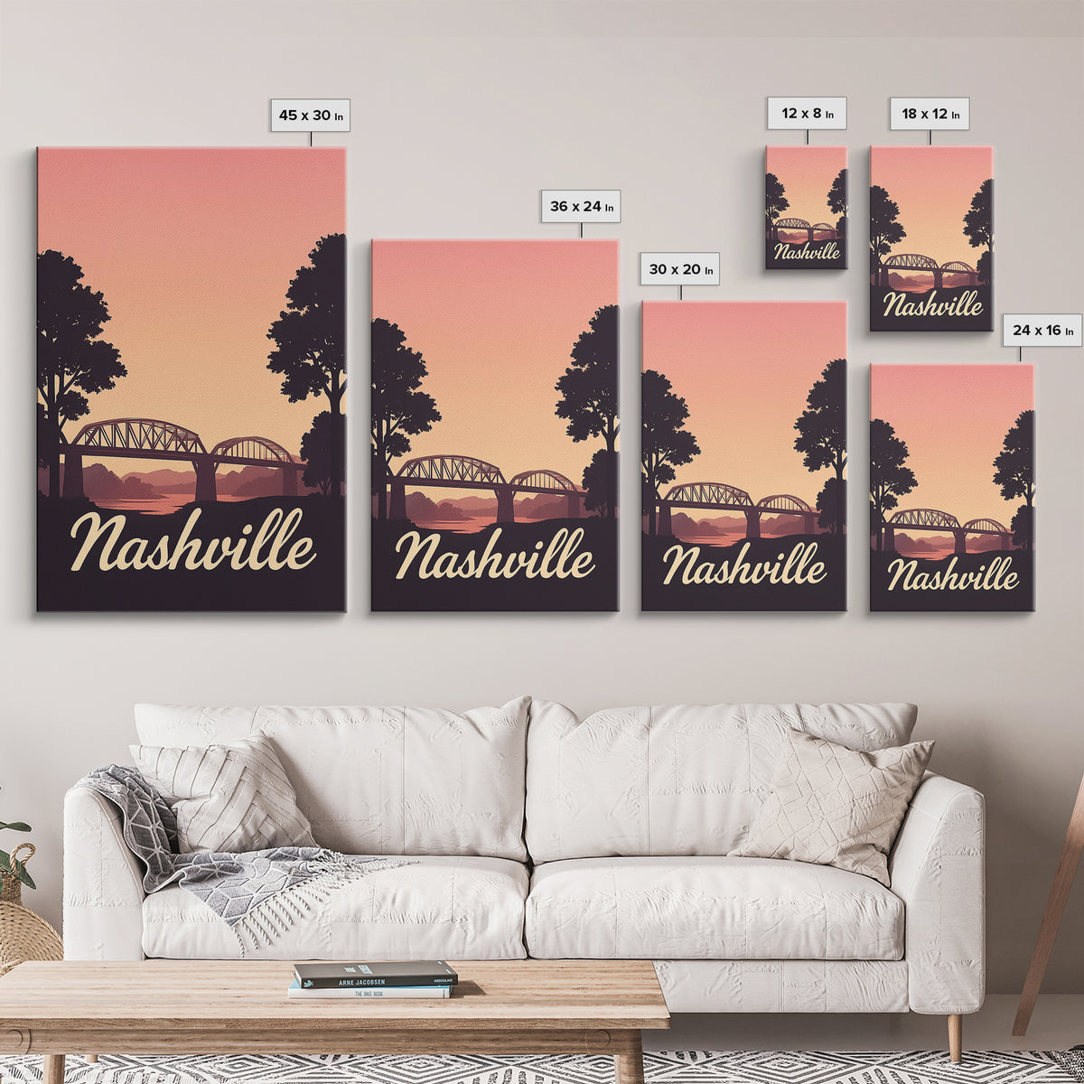 Nashville Tennessee Travel Poster, Canvas Print, Vintage Travel Poster Art, Nashville City Art, Vintage Travel Art, Living Room Wall Art