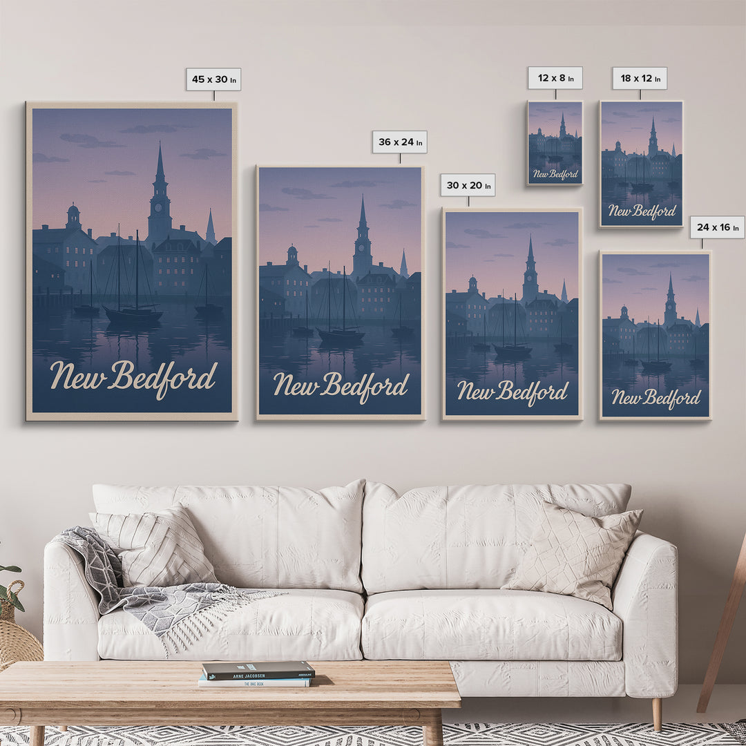 New Bedford Travel Poster, Framed Canvas Print, Vintage Travel Poster Art, New Bedford Poster Print, Fine Art Print, Vintage Travel Art