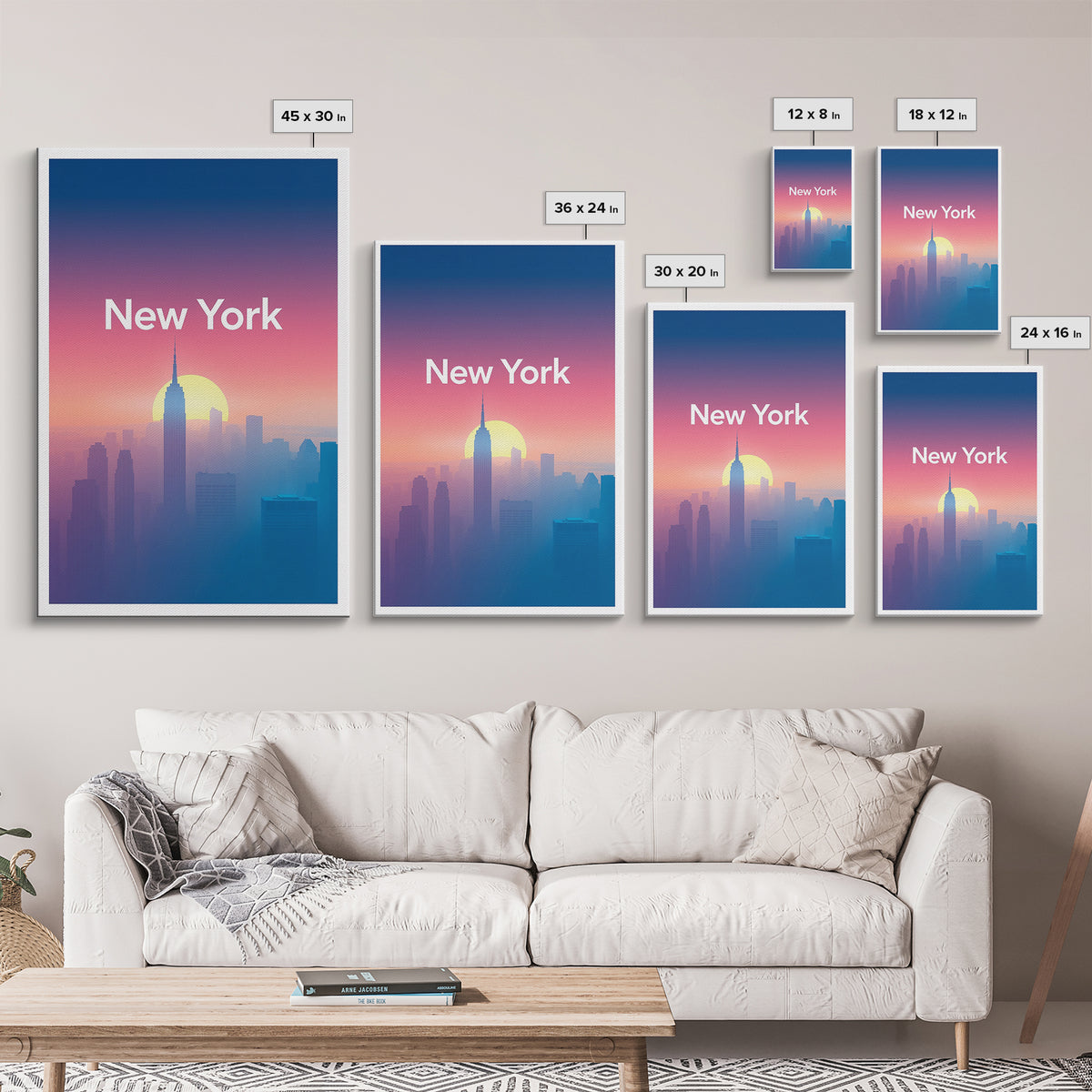 New York Travel Poster, Canvas Print, Mid Century City Wall Art, New York Wall Art, Travel Poster Set, Retro Travel Print, Wanderlust Decor