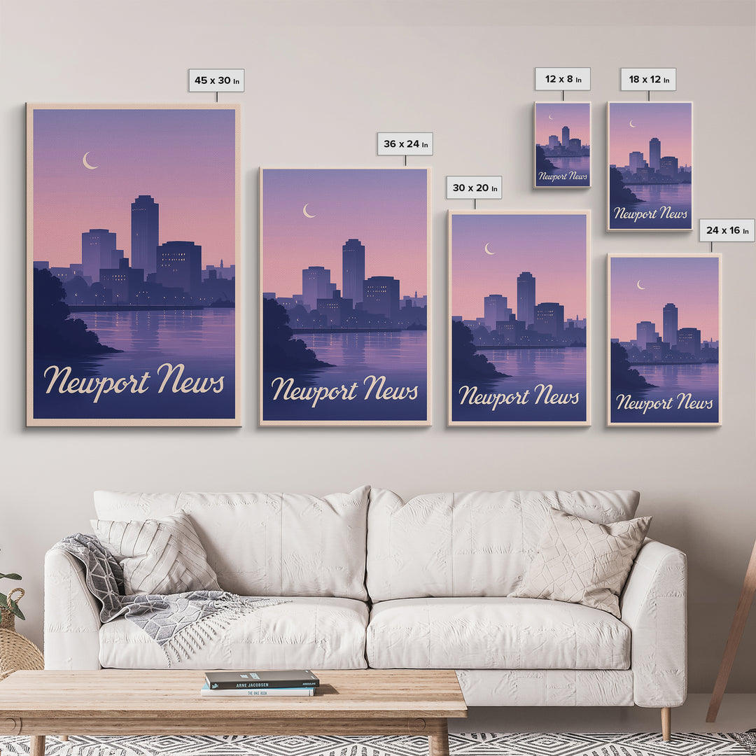 Newport News Travel Poster, Framed Canvas Print, Classic Travel Poster Art, Newport News Wall Art, Vintage Travel Art, Vintage City Art