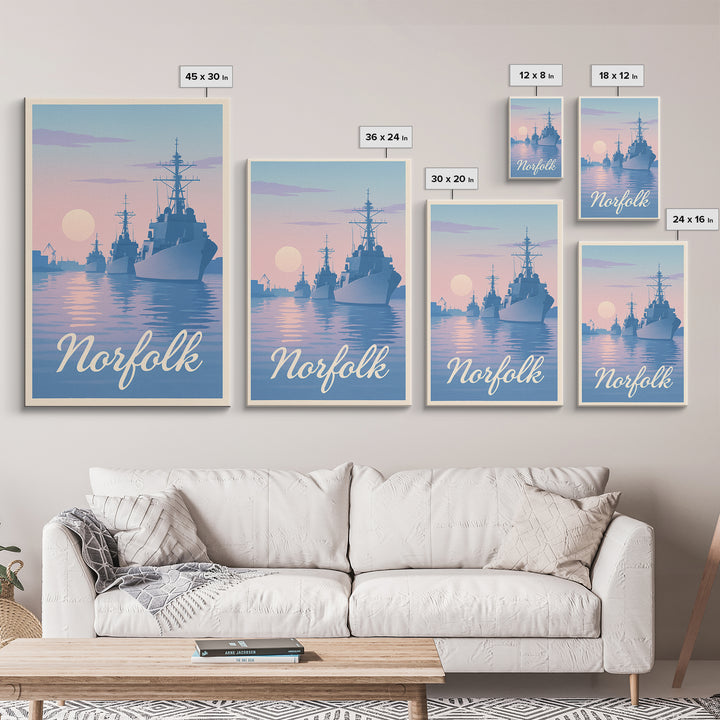 Norfolk Travel Poster, Framed Canvas Print, Classic Travel Poster Art, Norfolk Travel Art, City Art Print, Travel Poster Set, Art Print