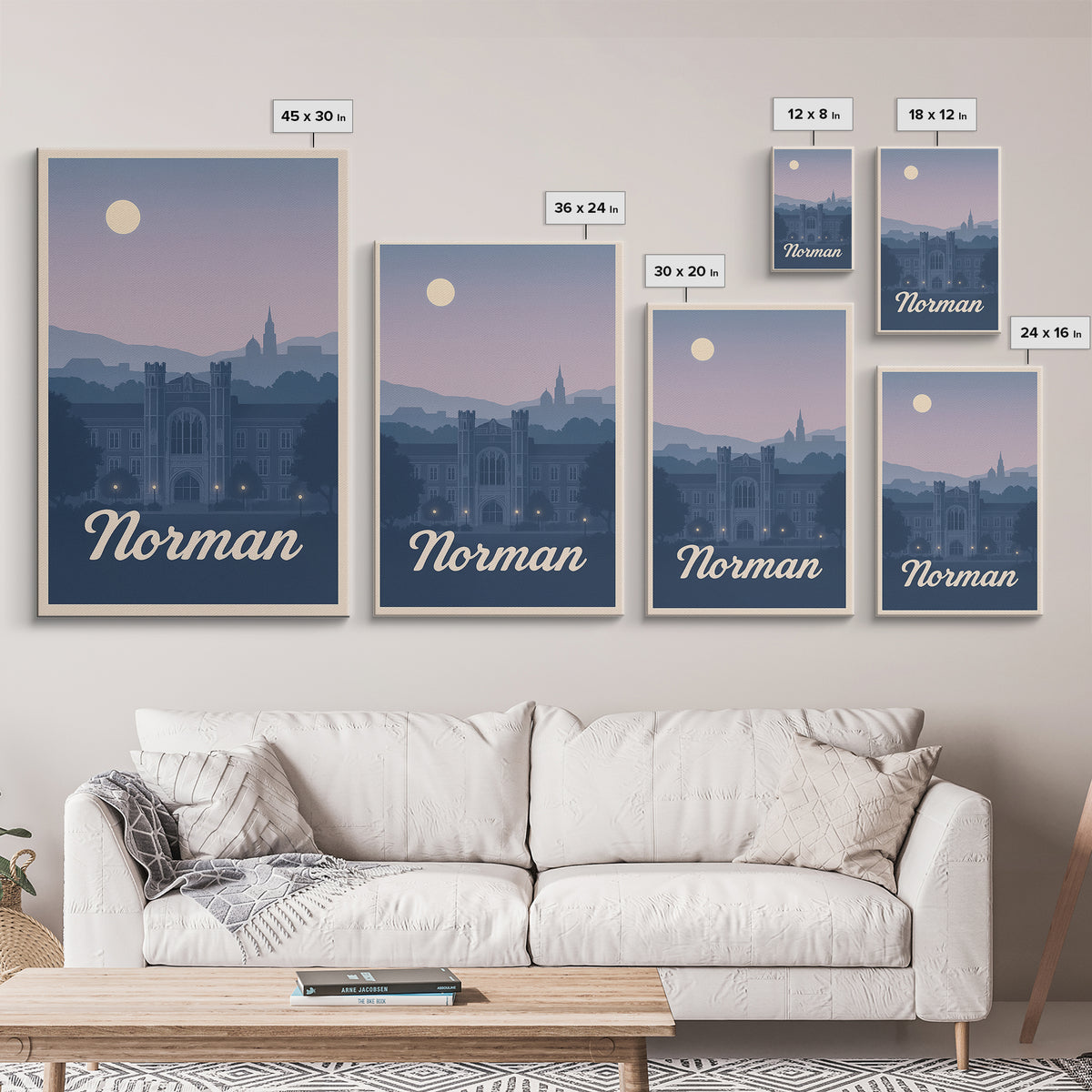 Norman Travel Poster, Framed Canvas Print, Classic Travel Poster Art, Norman City Art, Retro Travel Print, Mid Century Wall Art