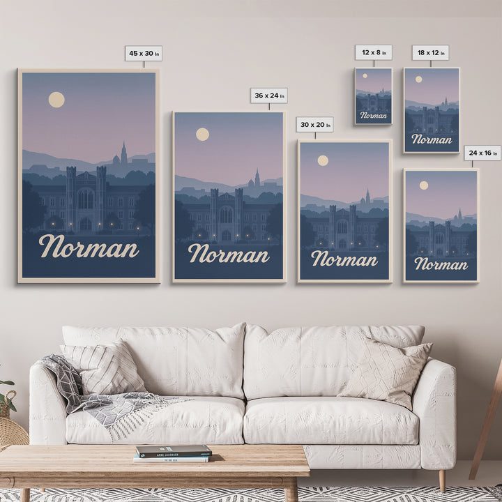 Norman Travel Poster, Framed Canvas Print, Classic Travel Poster Art, Norman City Art, Retro Travel Print, Mid Century Wall Art