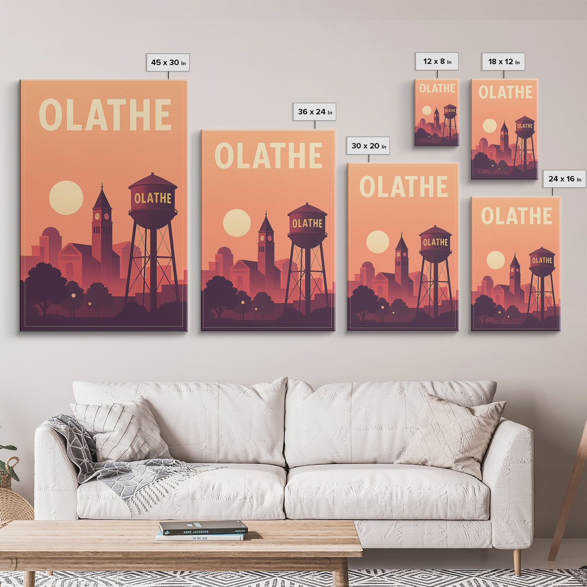 Olathe Travel Poster, Canvas Print, Mid Century City Wall Art, Olathe Travel Art, Travel Wall Art, Home Office Decor, City Illustration