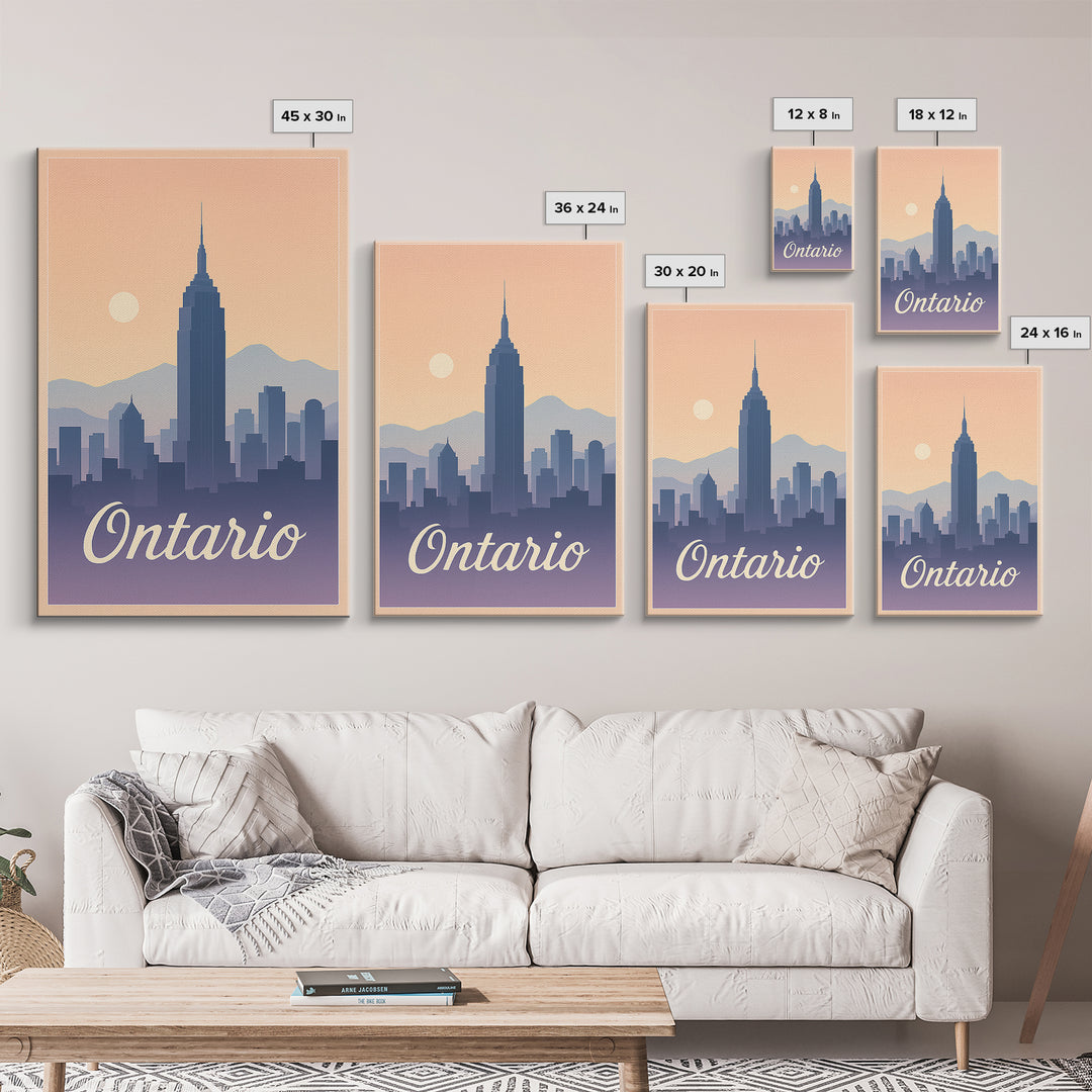 Ontario Travel Poster, Framed Canvas Print, Classic Travel Poster Art, Ontario Wall Art, Vintage City Poster, Gift For Travelers