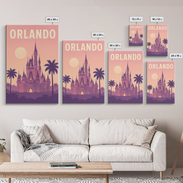 Orlando Florida Travel Poster, Canvas Print, Classic Travel Poster Art, Orlando City Art, City Art Print, Travel Wall Decor, Travel Print