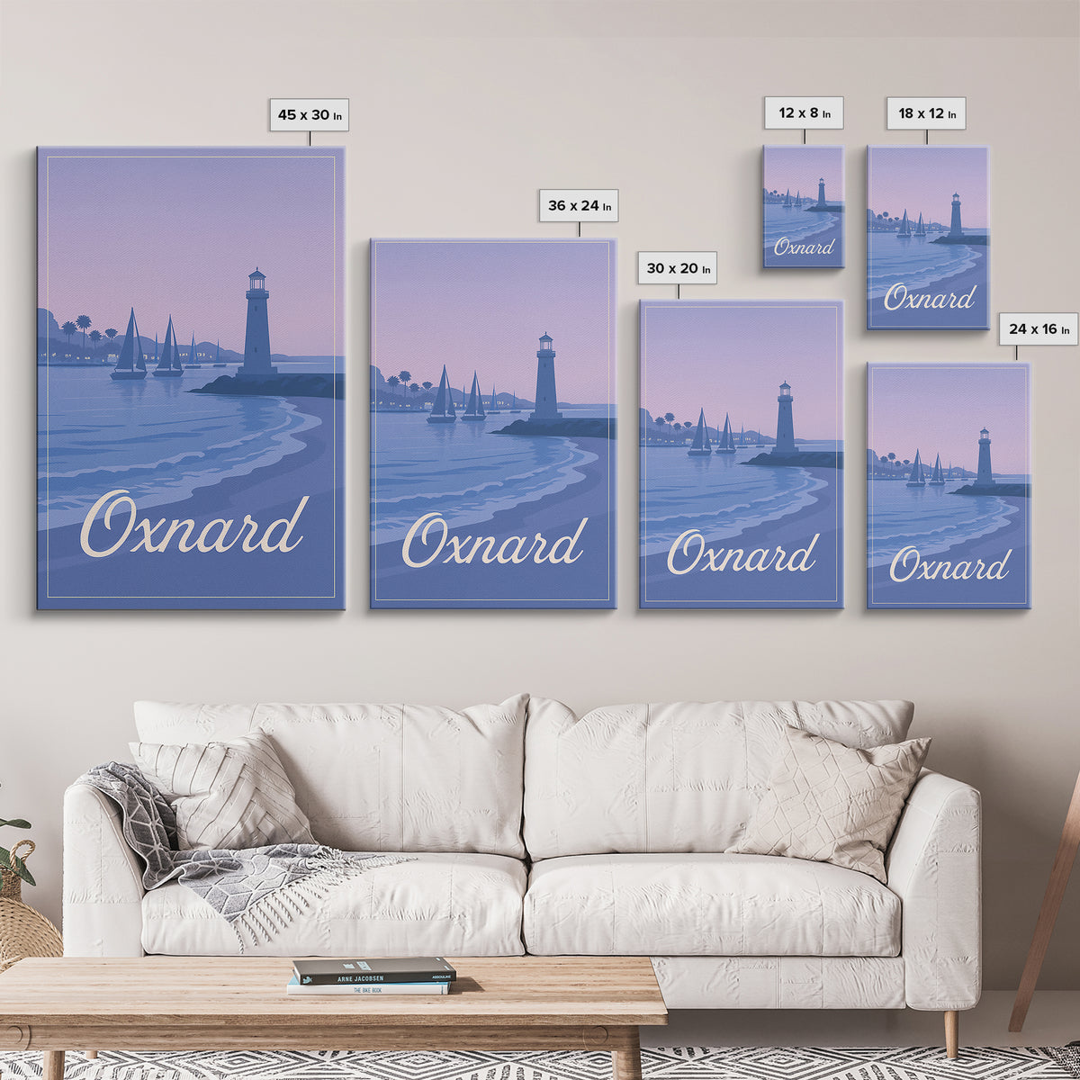 Oxnard Travel Poster, Canvas Print, Mid Century City Wall Art, Oxnard City Art, Travel Wall Art, Travel Poster Set, Wanderlust Decor
