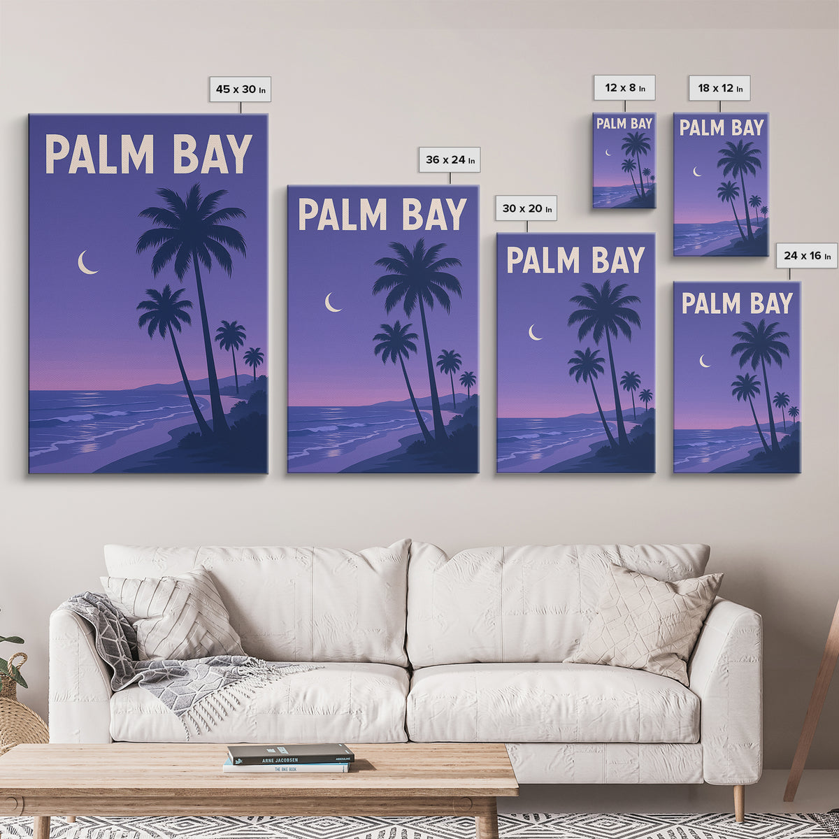 Palm Bay Florida Travel Poster, Canvas Print, Retro Sunset Skyline Art, Palm Bay Poster Print, Poster Art, Wanderlust Decor, Travel Gift