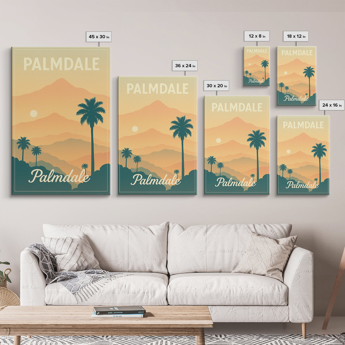 Palmdale California Travel Poster, Canvas Print, Retro Sunset Skyline Art, Palmdale Poster Print, Wanderlust Decor, Travel Art, City Poster