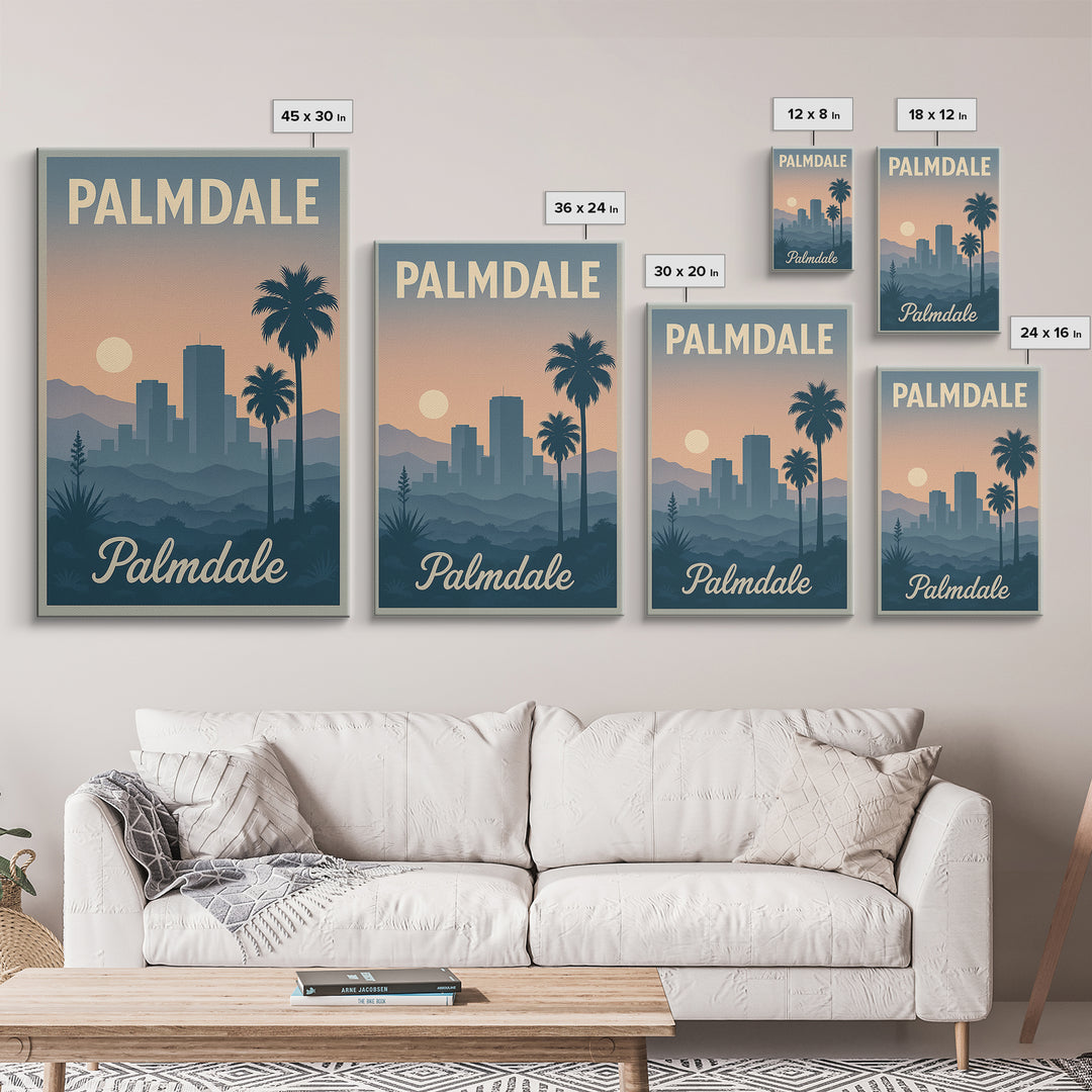Palmdale Travel Poster, Framed Canvas Print, Vintage Travel Poster Art, Palmdale Art Print, Fine Art Print, Travel Poster Set, Wall Art