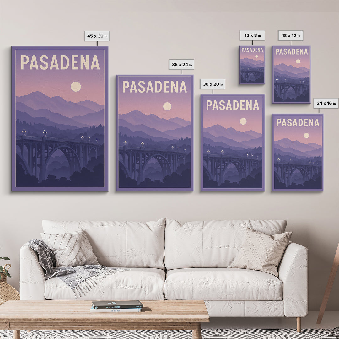 Pasadena California Travel Poster, Canvas Print, Mid Century City Wall Art, Pasadena City Art, Travel Print, Vintage City Poster, Wall Art