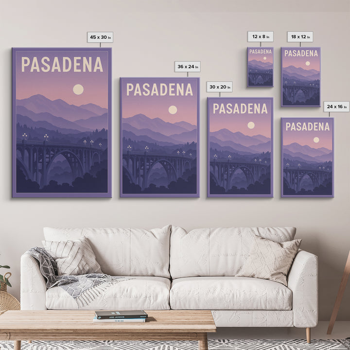 Pasadena California Travel Poster, Canvas Print, Mid Century City Wall Art, Pasadena City Art, Travel Print, Vintage City Poster, Wall Art