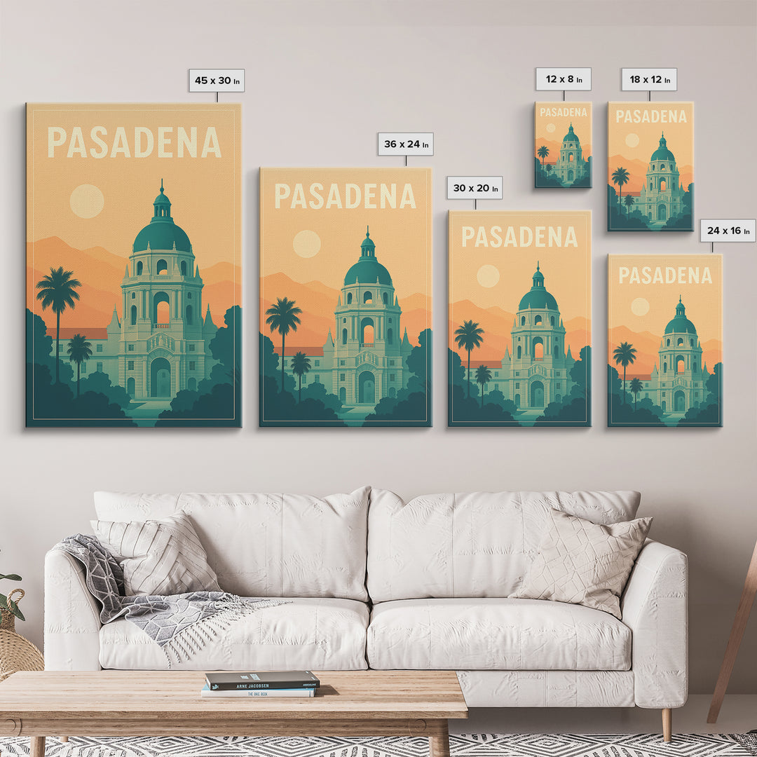 Pasadena Travel Poster, Canvas Print, Mid Century City Wall Art, Pasadena Poster Print, Travel Poster Art, Mid Century Wall Art