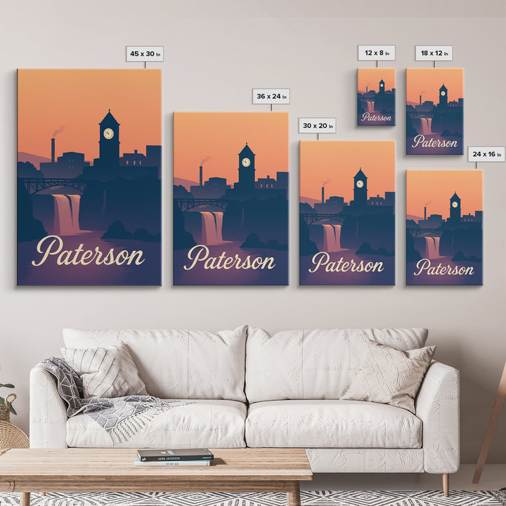 Paterson New Jersey Travel Poster, Canvas Print, Mid Century City Wall Art, Paterson Print, Vintage City Poster, Vintage City Art, Design 2