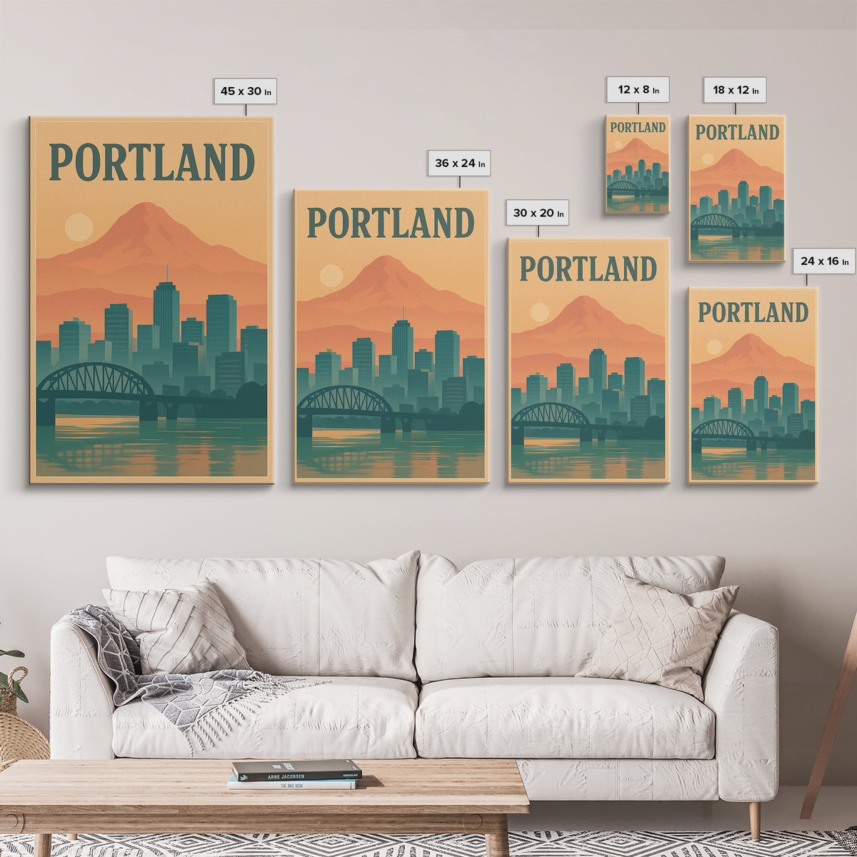 Portland Travel Poster, Framed Canvas Print, Mid Century City Wall Art, Portland Poster Print, Fine Art Print, Vintage Travel Art