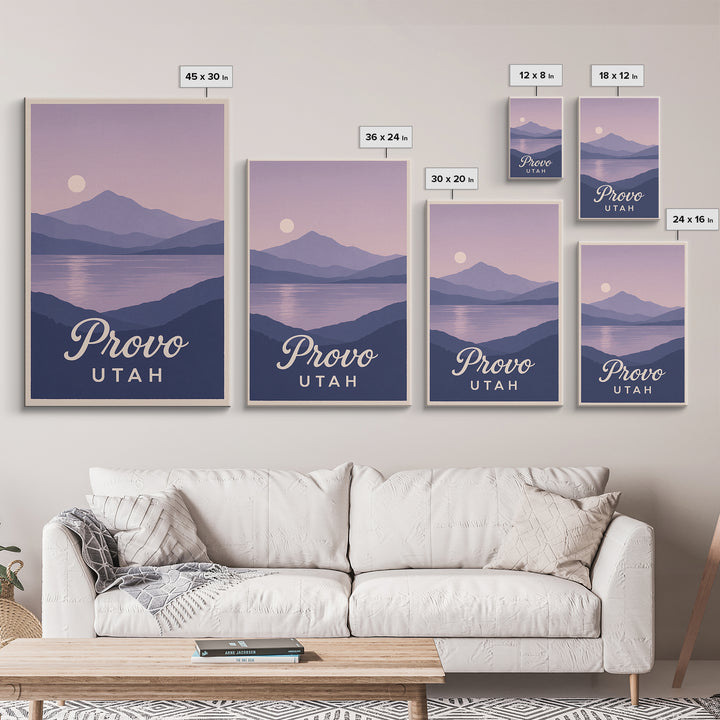 Provo Travel Poster, Framed Canvas Print, Classic Travel Poster Art, Provo Poster Print, Vintage City Art, Vintage Travel Art, Wall Art