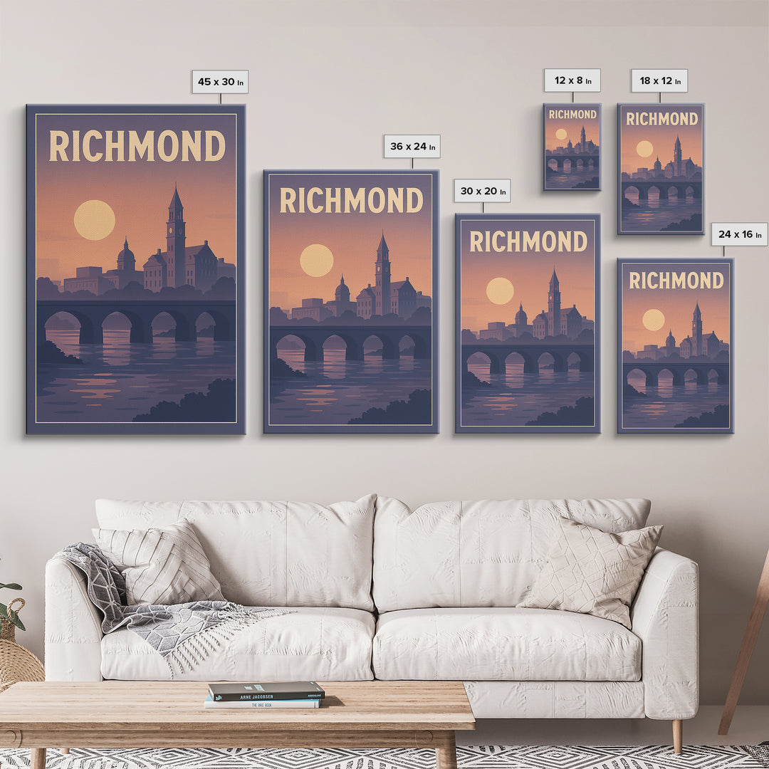 Richmond Travel Poster, Canvas Print, Classic Travel Poster Art, Richmond Travel Art, Modern Wall Decor, Living Room Wall Art, Design 2