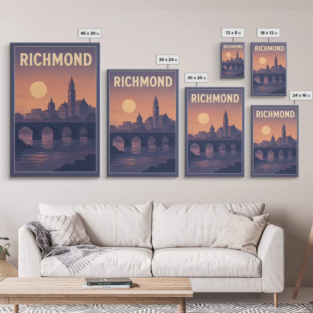 Richmond Travel Poster, Canvas Print, Classic Travel Poster Art, Richmond Travel Art, Modern Wall Decor, Living Room Wall Art, Design 2