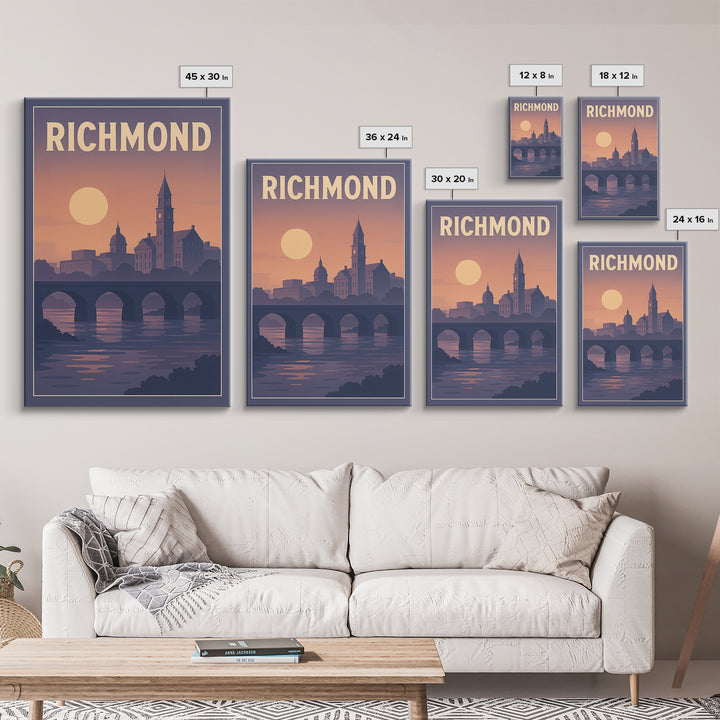 Richmond Travel Poster, Canvas Print, Classic Travel Poster Art, Richmond Travel Art, Modern Wall Decor, Living Room Wall Art, Design 2
