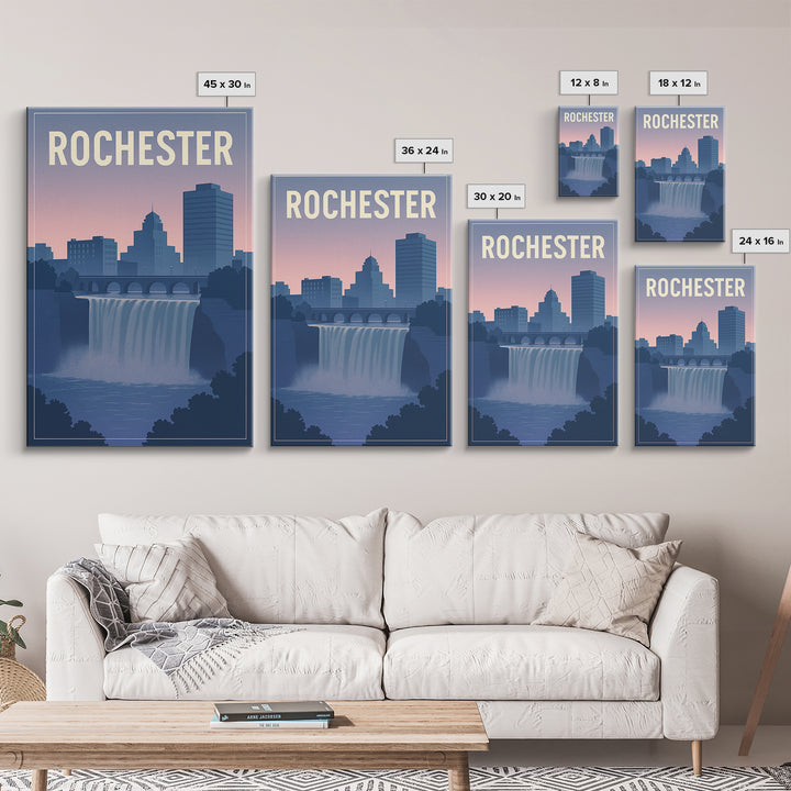 Rochester New York Travel Poster, Canvas Print, Mid Century City Wall Art, Rochester Wall Art, Vintage City Poster, Vintage Travel Art