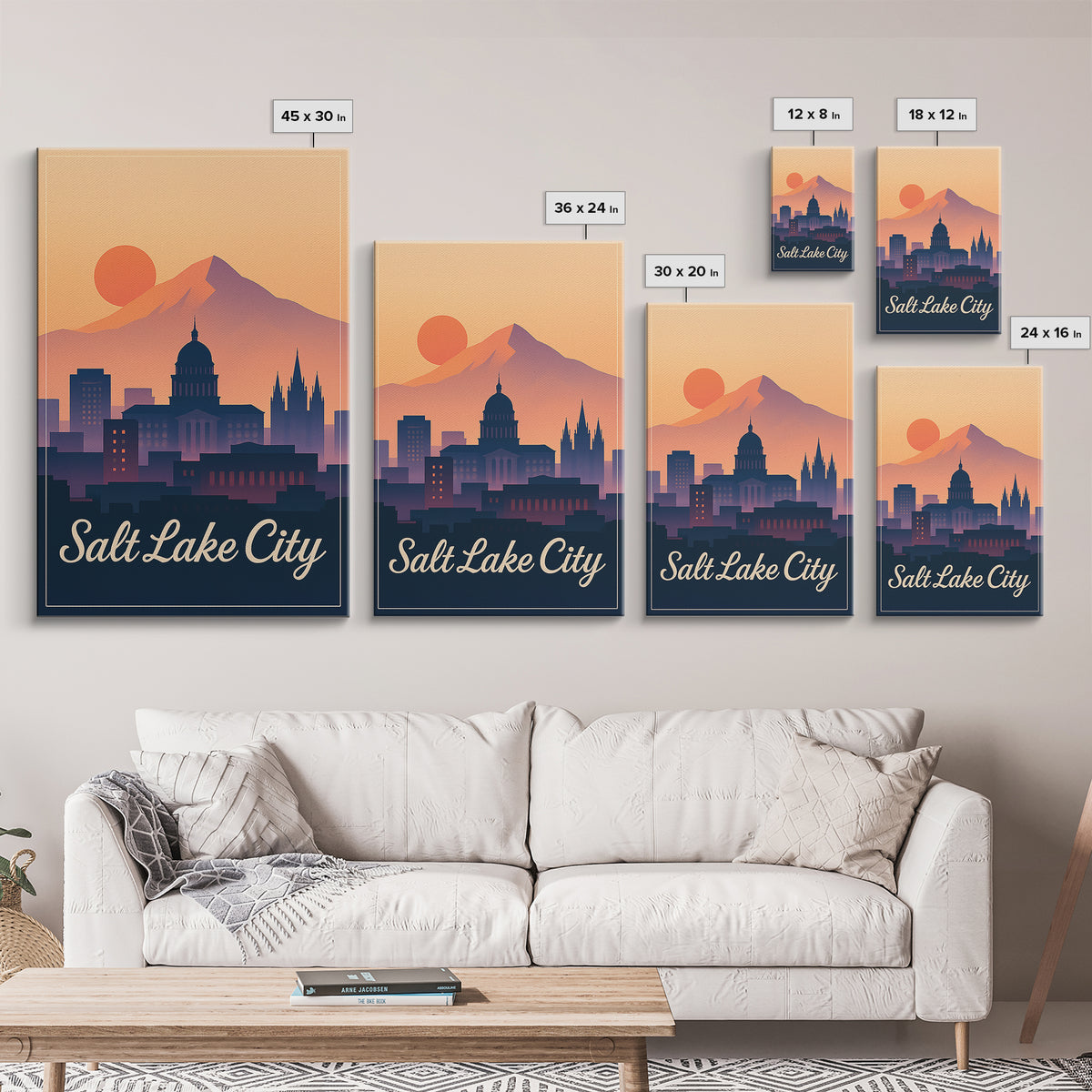 Salt Lake City Utah Travel Poster, Canvas Print, Vintage Travel Poster Art, Salt Lake City City Art, City Illustration, City Art Print