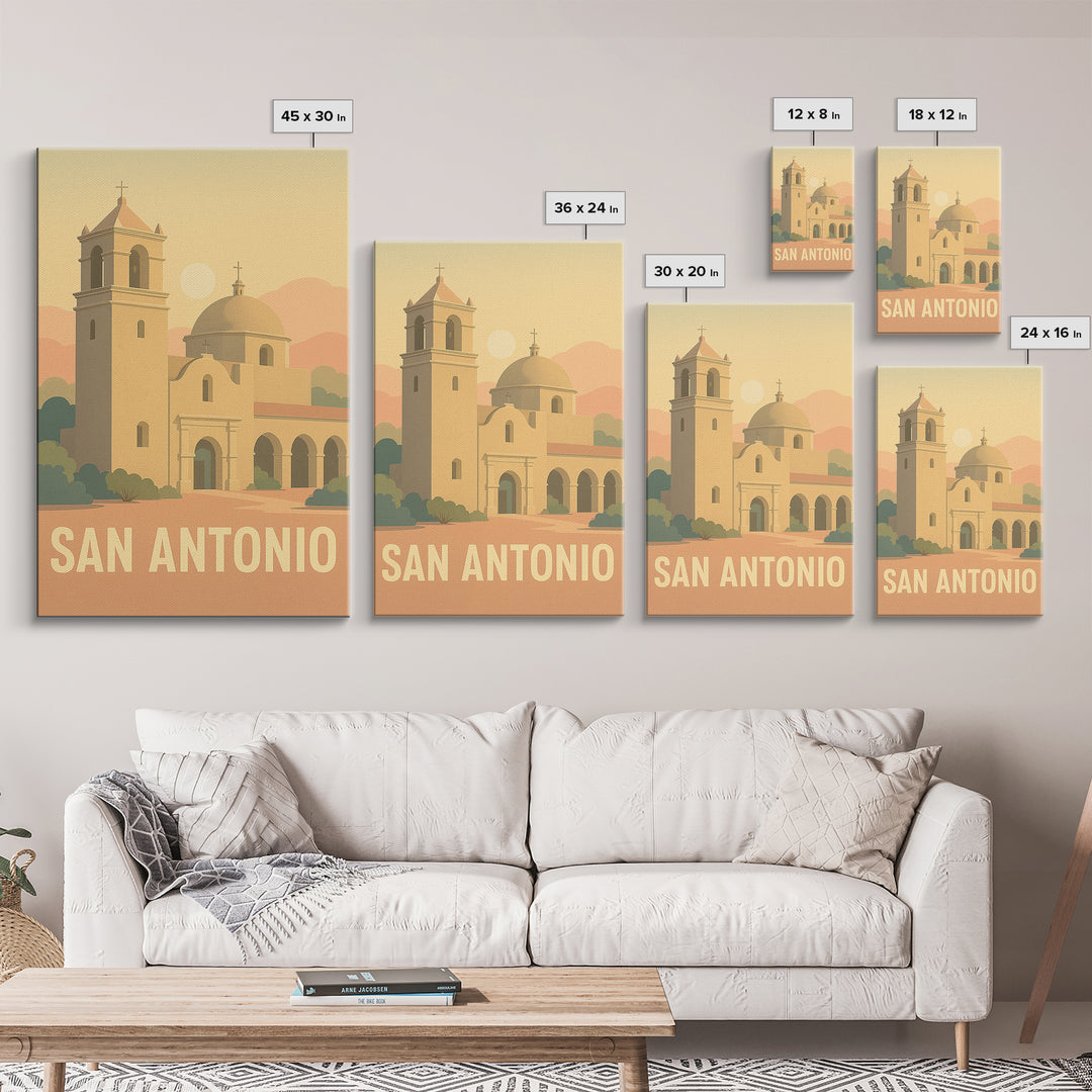San Antonio Travel Poster, Canvas Print, Mid Century City Wall Art, San Antonio City Art, Vintage City Art, Retro Travel Print