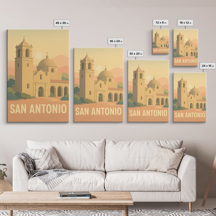 San Antonio Travel Poster, Canvas Print, Mid Century City Wall Art, San Antonio City Art, Vintage City Art, Retro Travel Print