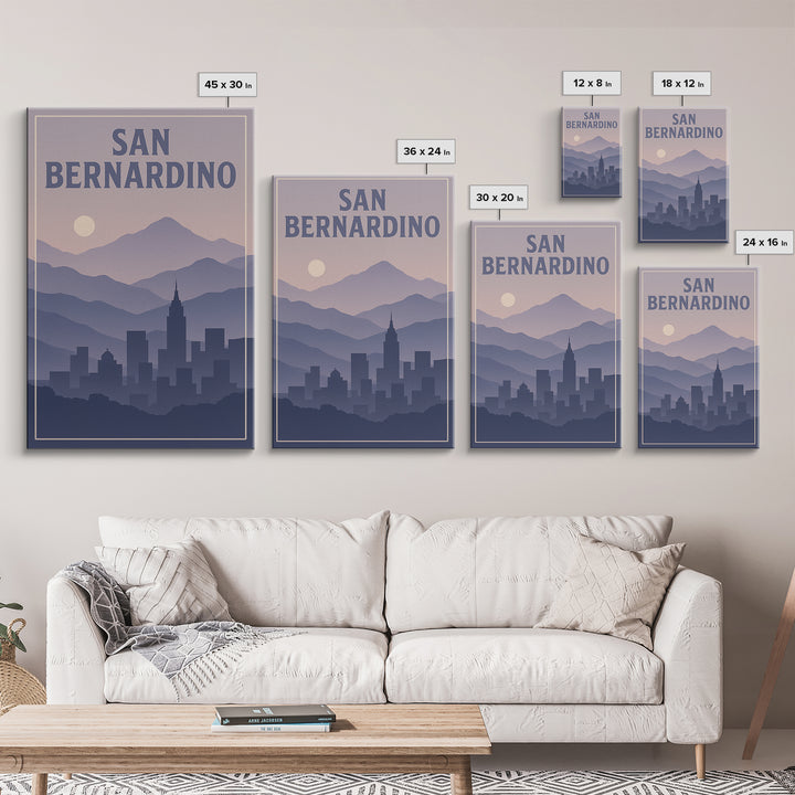 San Bernardino California Travel Poster, Canvas Print, Mid Century City Wall Art, San Bernardino Travel Art, Modern Wall Decor, Wall Art