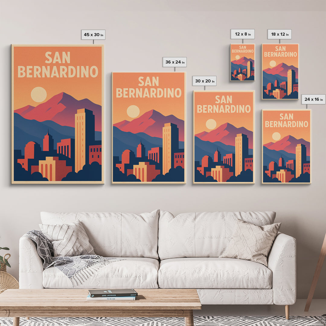 San Bernardino Travel Poster, Canvas Print, Classic Travel Poster Art, San Bernardino Poster Print, Travel Poster Art, Wanderlust Decor