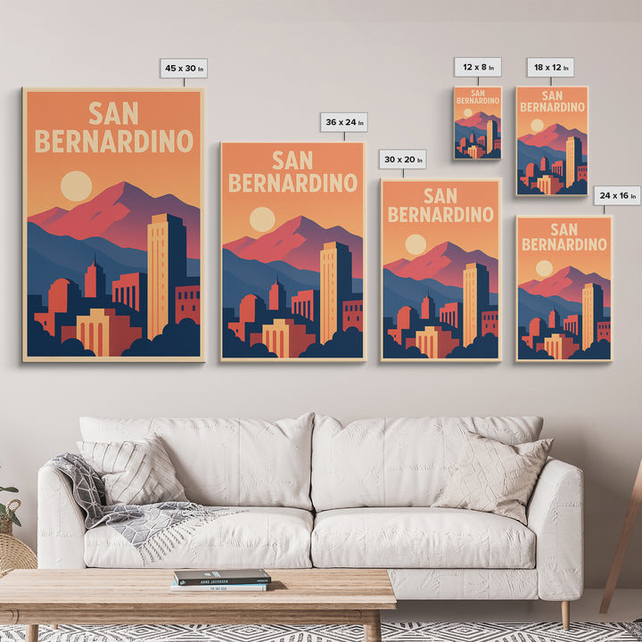 San Bernardino Travel Poster, Canvas Print, Classic Travel Poster Art, San Bernardino Poster Print, Travel Poster Art, Wanderlust Decor