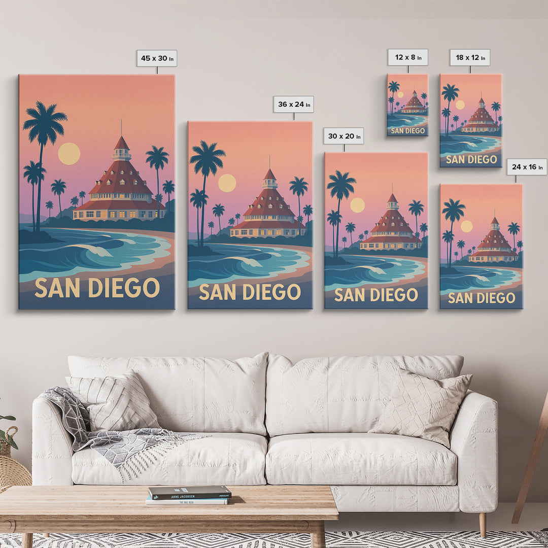San Diego California Travel Poster, Canvas Print, Classic Travel Poster Art, San Diego Travel Art, Vintage Travel Print, Travel Poster Art