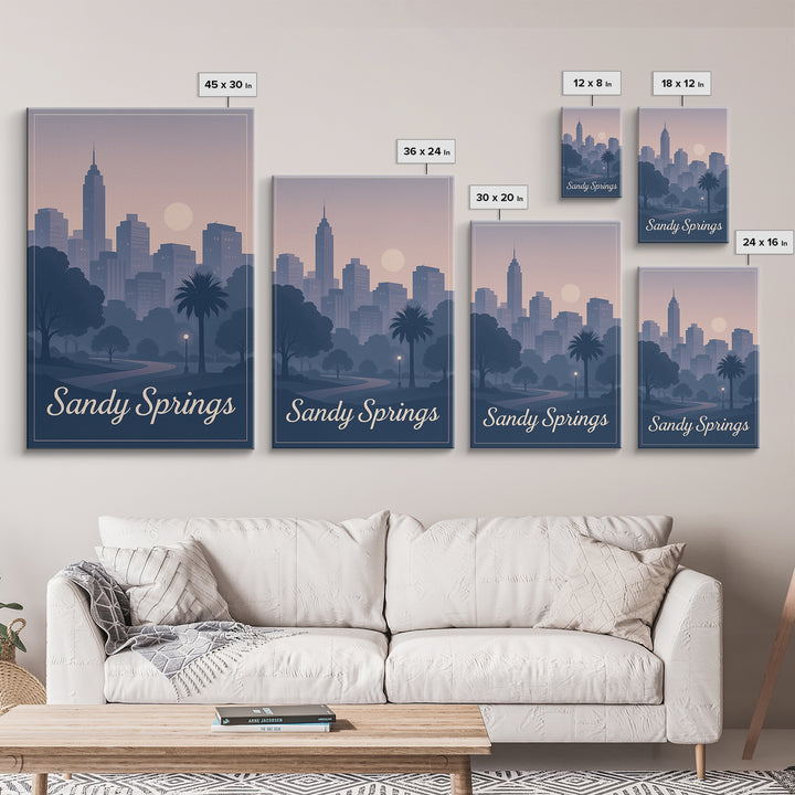 Sandy Springs Travel Poster, Framed Canvas Print, Classic Travel Poster Art, Sandy Springs Travel Art, City Art Print, Travel Poster Art