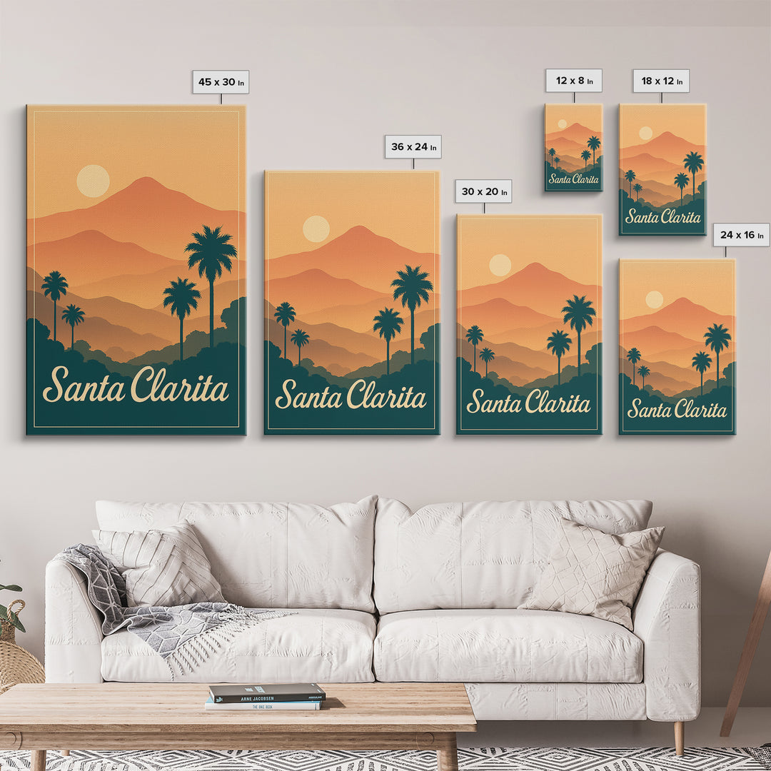 Santa Clarita California Travel Poster, Canvas Print, Classic Travel Poster Art, Santa Clarita Wall Art, Modern Wall Decor, Wall Decor