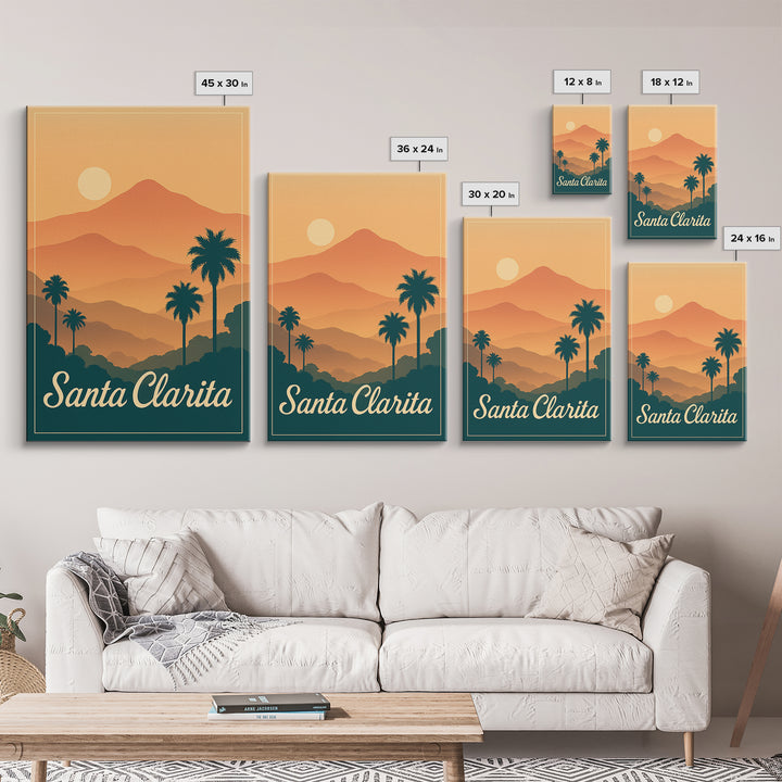 Santa Clarita California Travel Poster, Canvas Print, Classic Travel Poster Art, Santa Clarita Wall Art, Modern Wall Decor, Wall Decor