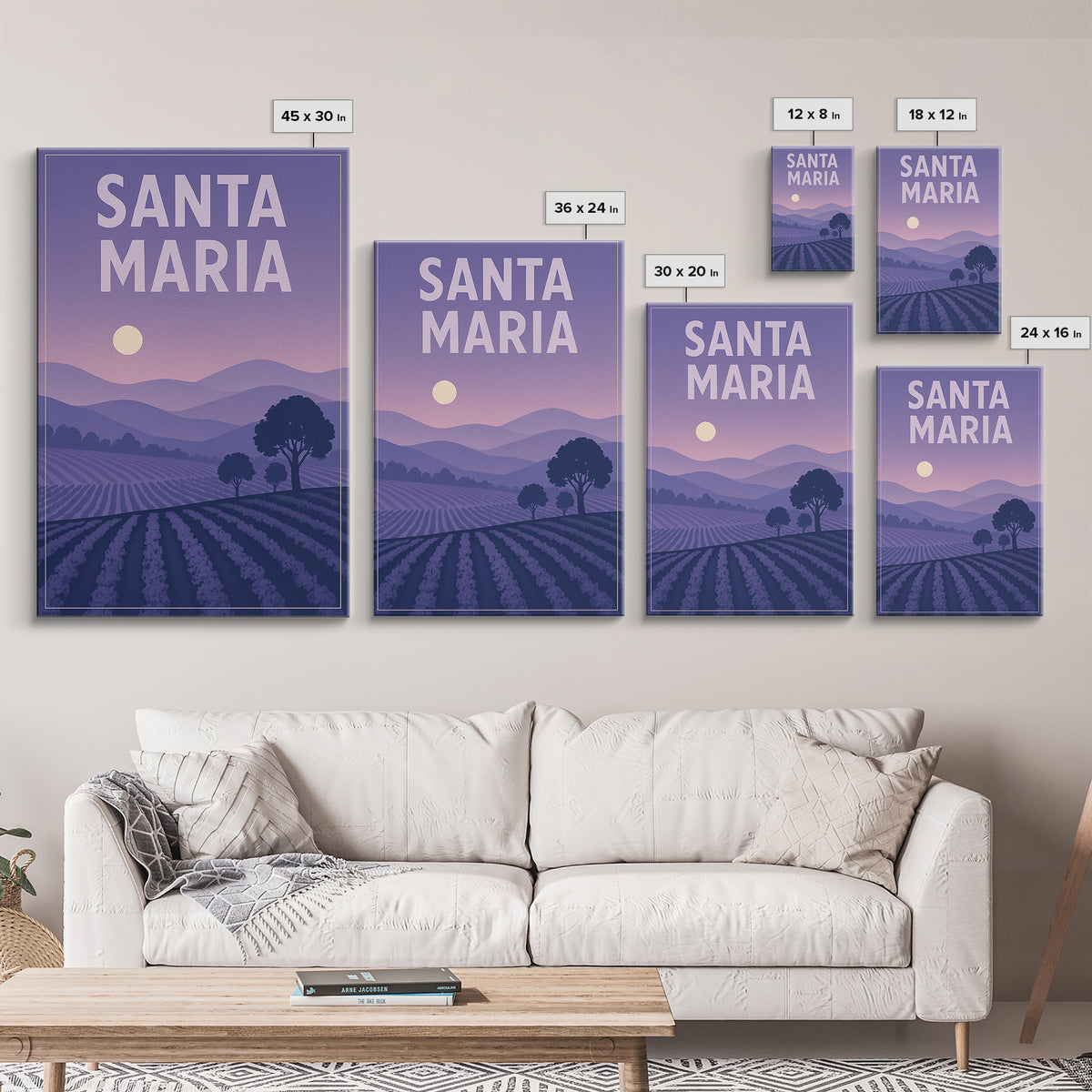 Santa Maria California Travel Poster, Canvas Print, Mid Century City Wall Art, Santa Maria Travel Art, City Illustration, Wall Decor