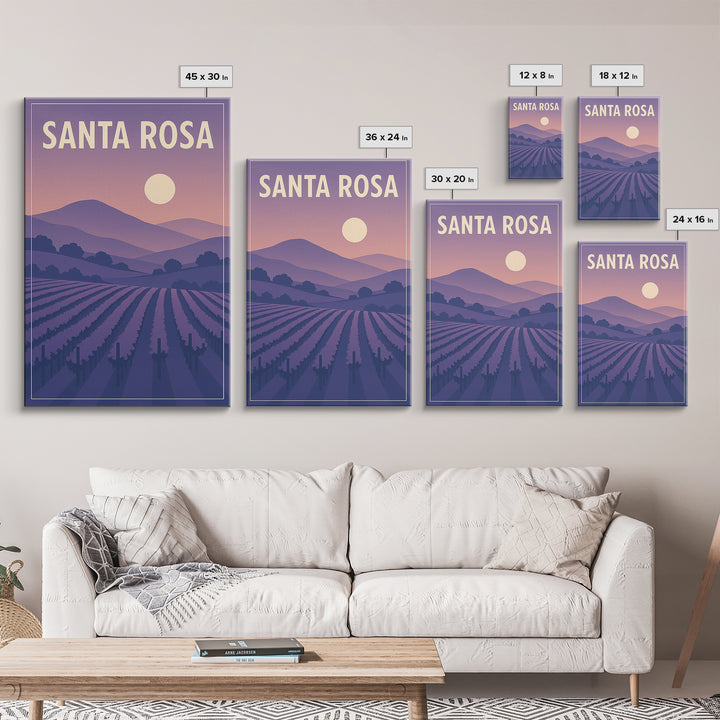 Santa Rosa California Travel Poster, Canvas Print, Classic Poster Art, Santa Rosa Poster Print, Vintage City Poster, Travel Poster Set