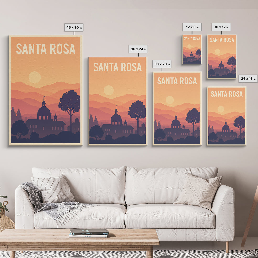 Santa Rosa Travel Poster, Framed Canvas Print, Classic Travel Poster Art, Santa Rosa City Art, Travel Art Print, Fine Art Print