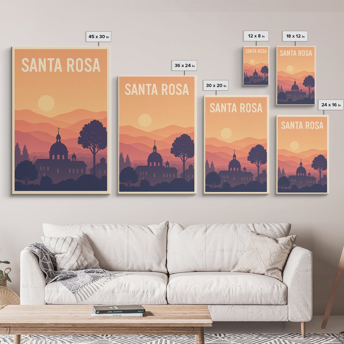 Santa Rosa Travel Poster, Framed Canvas Print, Classic Travel Poster Art, Santa Rosa City Art, Travel Art Print, Fine Art Print