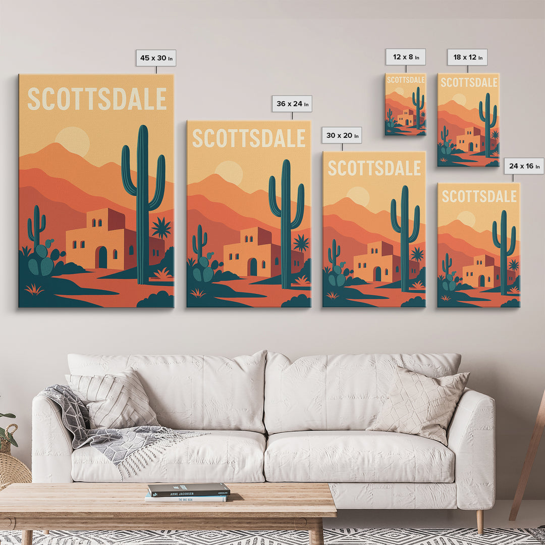 Scottsdale Travel Poster, Canvas Print, Vintage Travel Poster Art, Scottsdale Poster Print, Vintage City Poster, Fine Art Print