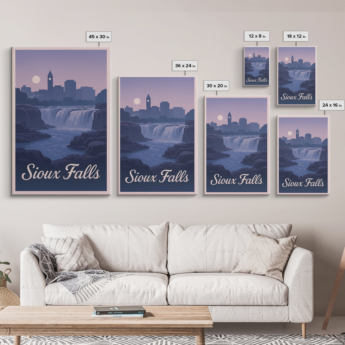 Sioux Falls South Dakota Travel Poster, Canvas Print, Classic Travel Poster Art, Sioux Falls Wall Art, Vintage City Poster, Travel Wall Art