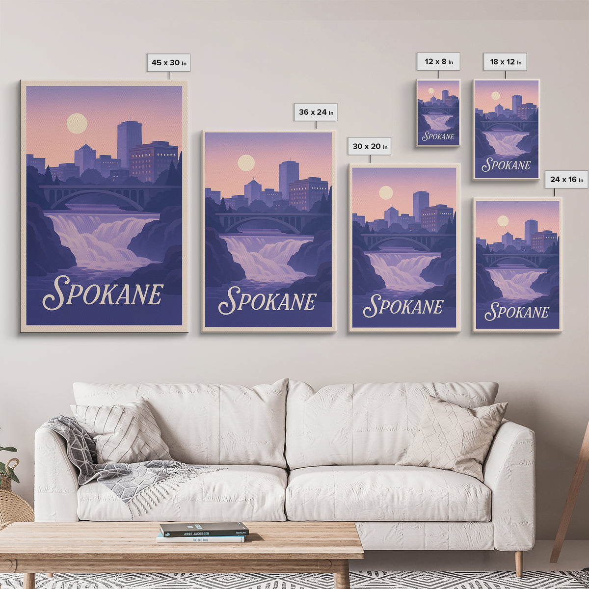Spokane Travel Poster, Framed Canvas Print, Classic Travel Poster Art, Spokane Wall Art, Wanderlust Decor, Travel Poster Art, Home Decor