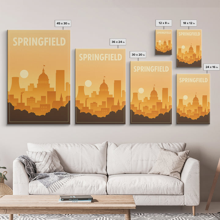 Sprinfield Travel Poster, Canvas Print, Classic Travel Poster Art, Sprinfield Wall Art, City Illustration, Vintage Travel Art, Wall Art
