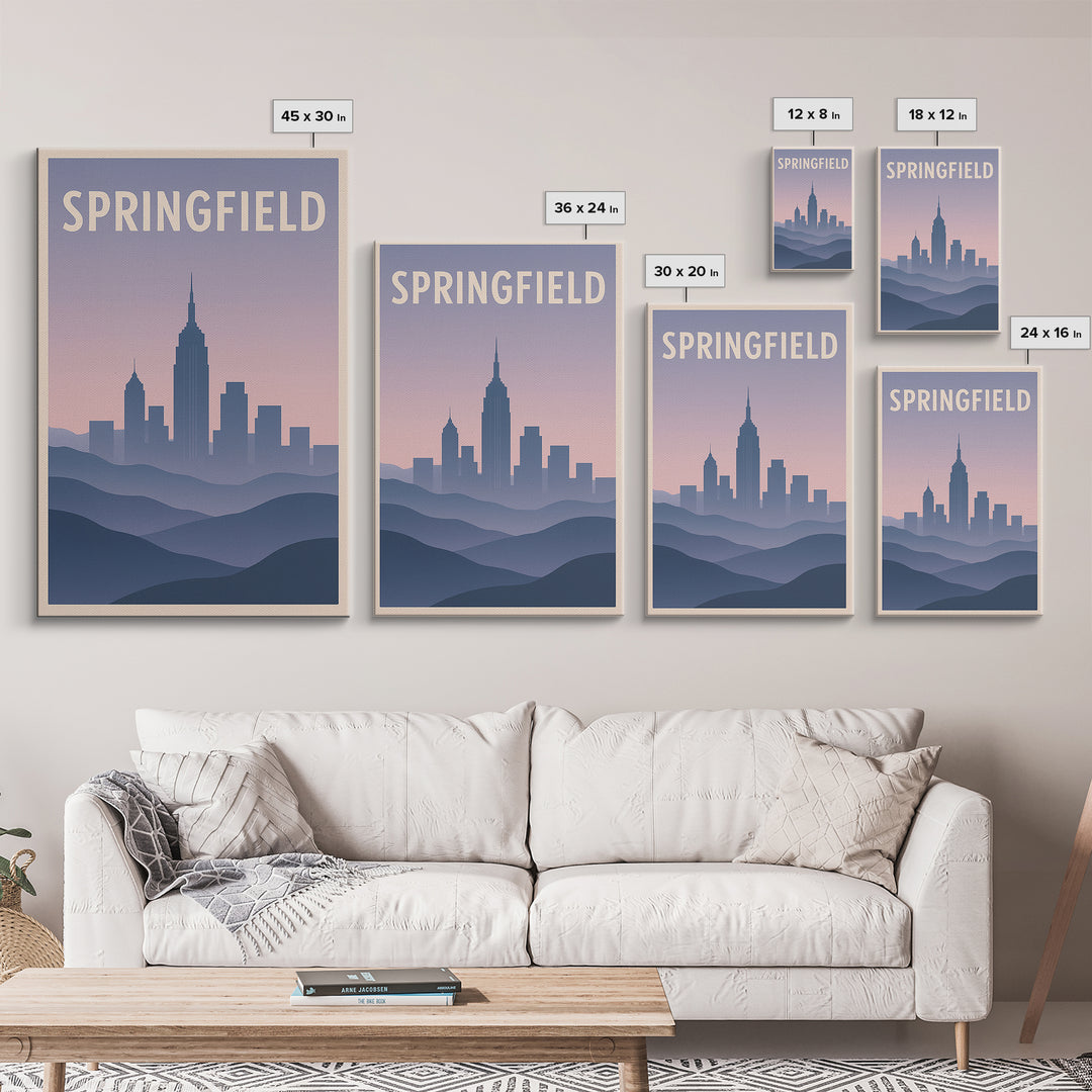 Springfield Travel Poster, Canvas Print, Mid Century City Wall Art, Springfield City Art, Retro Travel Print, City Travel Prints