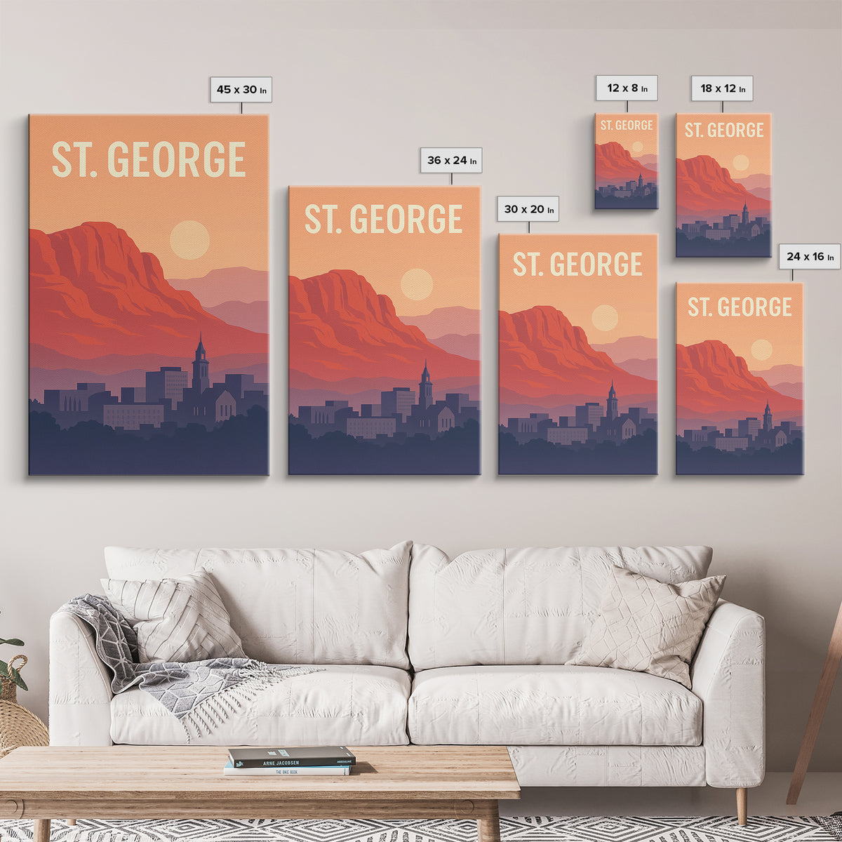 St George Utah Travel Poster, Canvas Print, Mid Century City Wall Art, St George Wall Art, City Travel Prints, Travel Art Print, Art Print