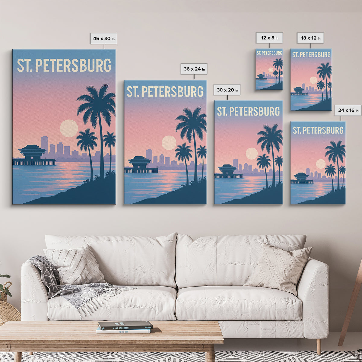 St Petersburg Florida Travel Poster, Canvas Print, Mid Century City Wall Art, St Petersburg Art Print, City Travel Prints, Travel Print