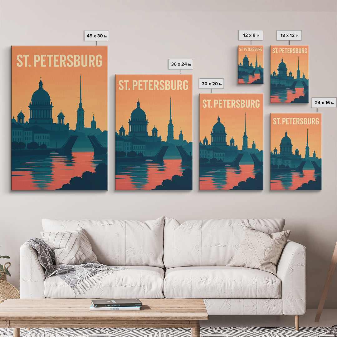 St Petersburg Travel Poster, Canvas Print, Classic Travel Poster Art, St Petersburg Wall Art, Fine Art Print, Travel Wall Art, Design 2